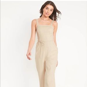 Old Navy Sleeveless Linen-Blend Tie-Belt Wide-Leg Jumpsuit. Size XL NWT